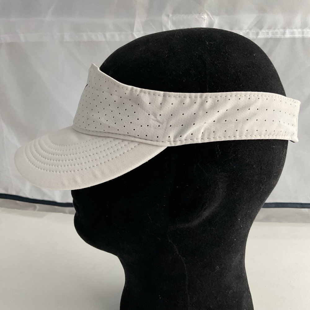 Nike Dri-Fit Swoosh Logo White Breathable Strapback Adjustable Visor Hat Cap - Picture 4 of 9